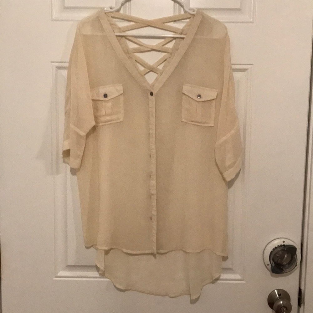 Cream sheer top